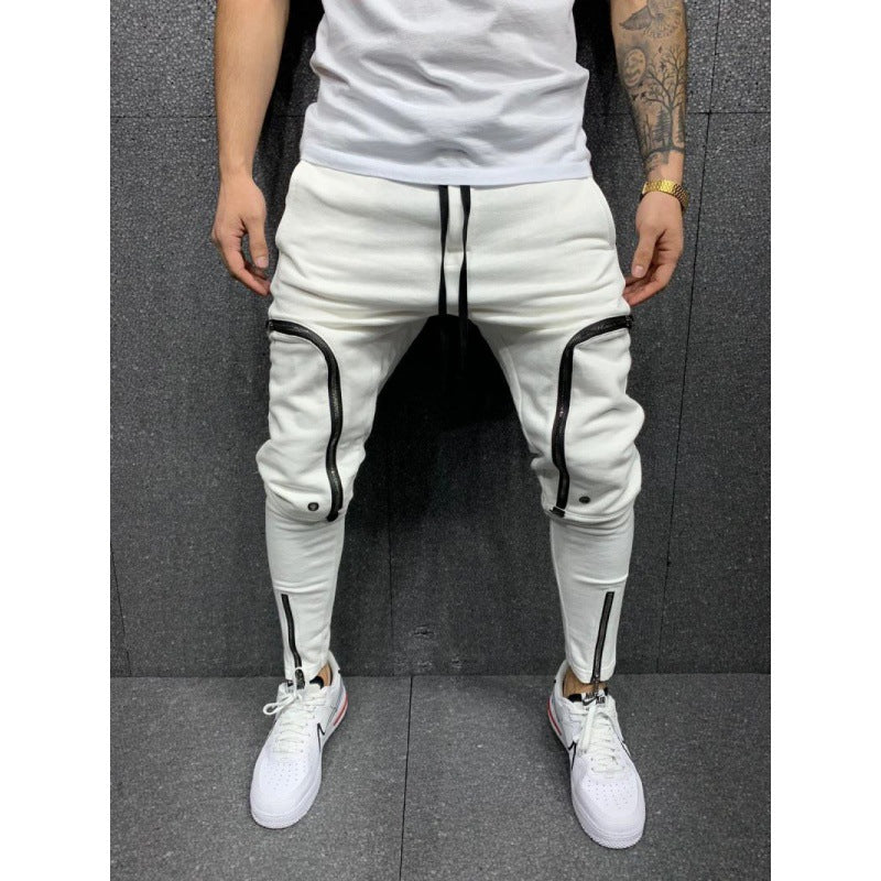 Herren Sportliche Jogginghose mit stylischen Reißverschlüssen und körpernahem Schnitt R&B