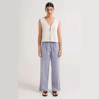 Damen lässige bequeme Schlafhose aus leichtem Baumwollstoff mit eleganten Streifen R&B