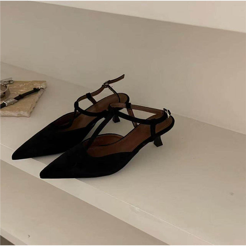 Damen spitze Slingback Ballerinas aus weichem Veloursleder R&B