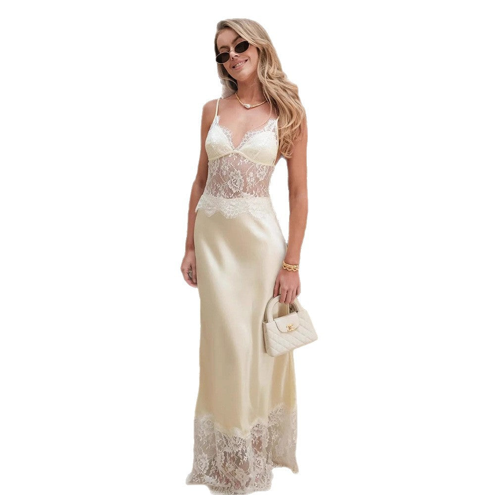 Damen Elegantes und figurbetontes Kleid mit Spitzenoberteil R&B