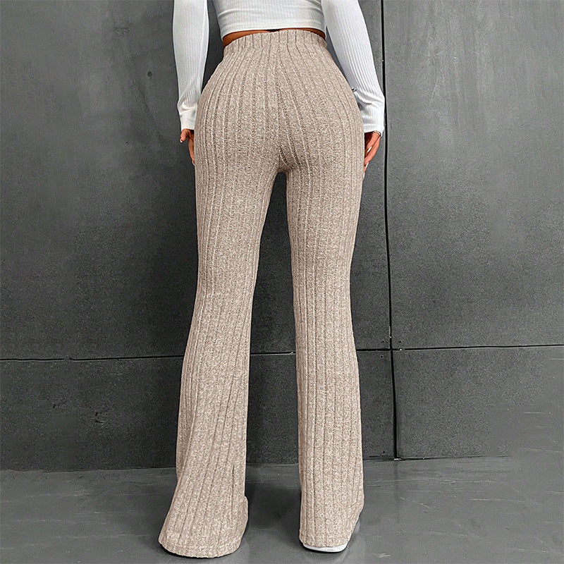 Damen lässige Flared-Hosen aus hochwertigen Strickmaterialien R&B