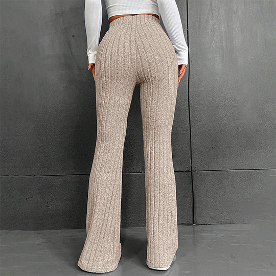 Damen lässige Flared-Hosen aus hochwertigen Strickmaterialien R&B