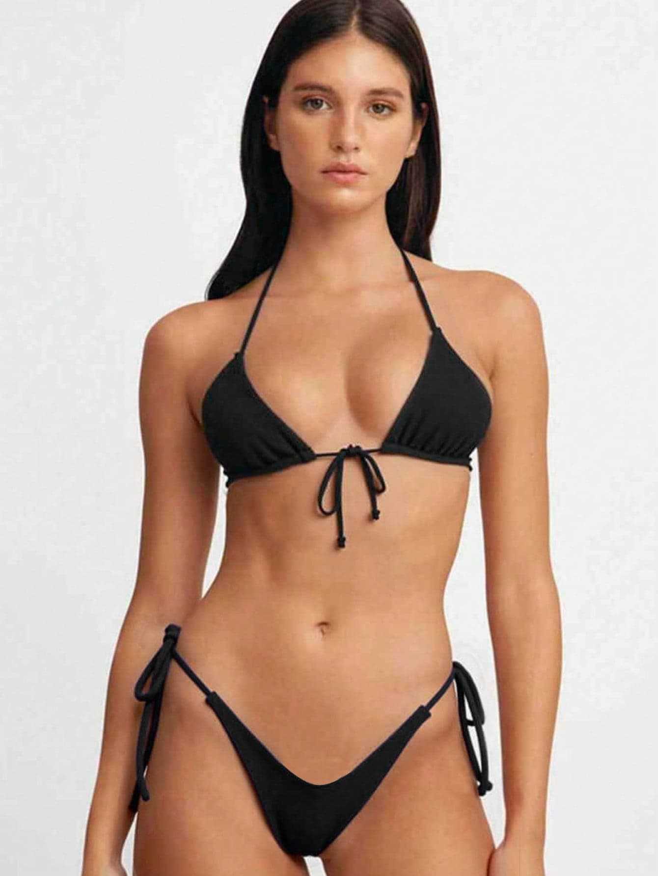 Damen Triangel-Bikini mit verstellbaren Bindändern