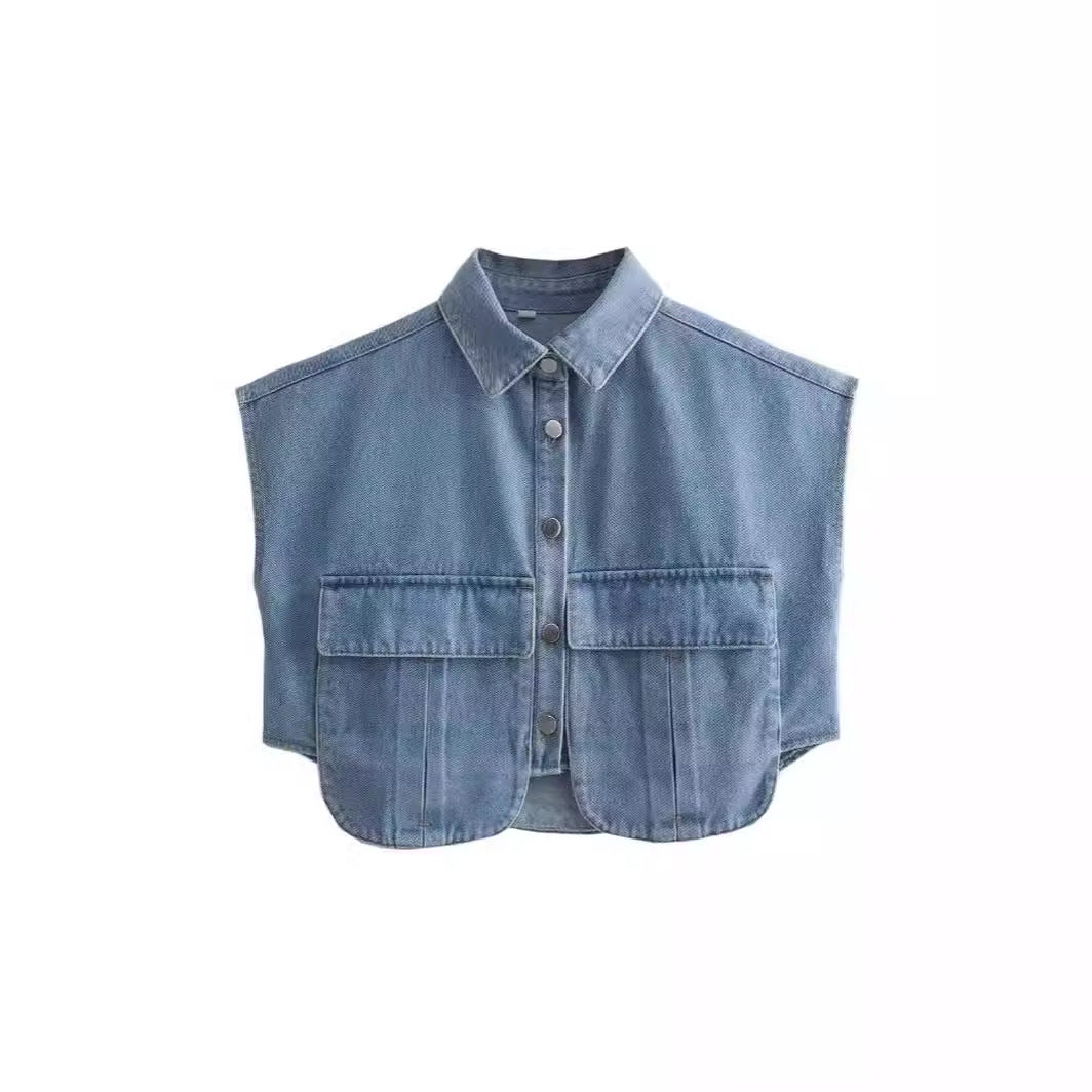 Damen ärmellose Utility-Bluse mit Taschen R&B