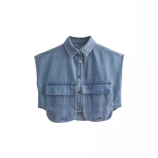 Damen ärmellose Utility-Bluse mit Taschen R&B