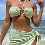 Damen Bandeau-Bikini mit elastischem Wickelsaft
