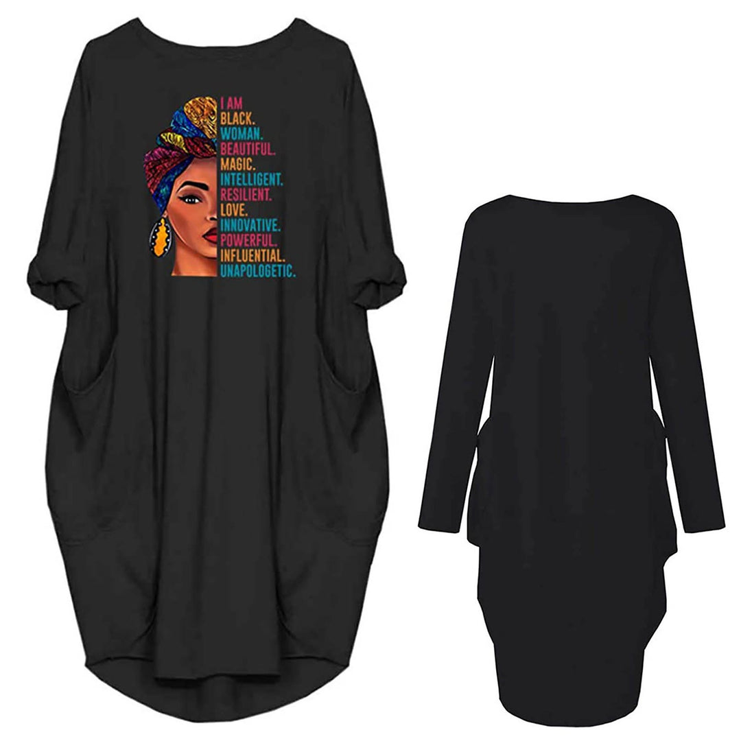 Damen Kleid mit lässigem Schnitt und kreativen Motiv und praktischen Taschen R&B