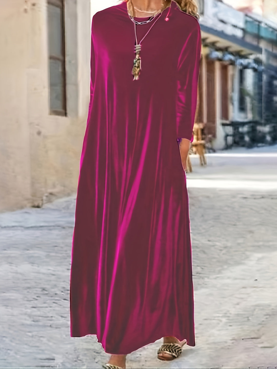 Damen Maxikleid mit elegantem Schnitt und Taschen R&B