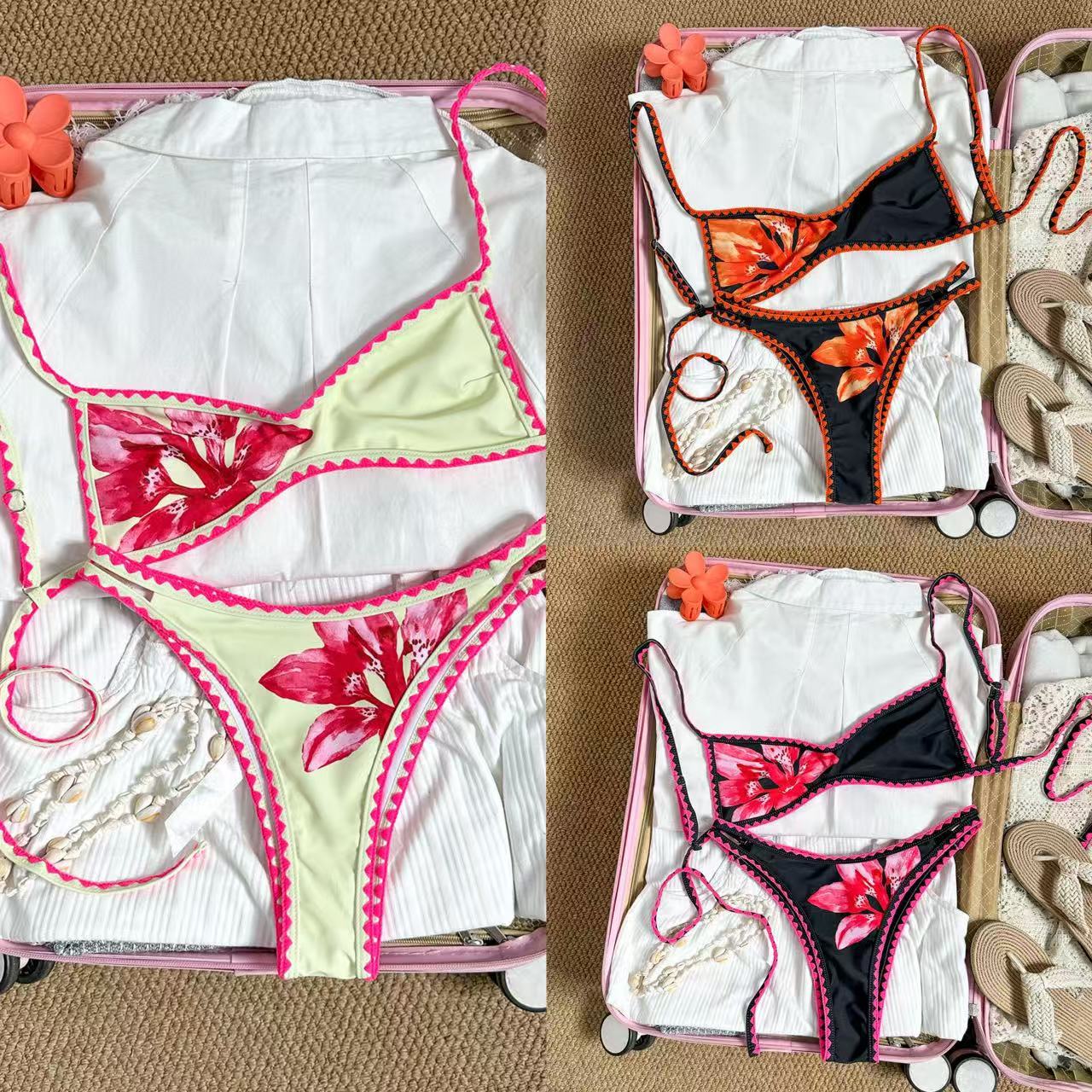 Damen Bikini-Set mit floralen Akzenten und raffinierten Details R&B