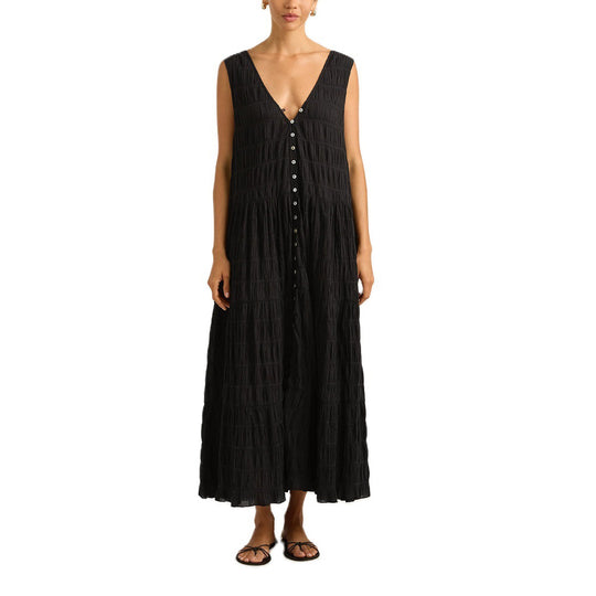 Damen Maxikleid mit tiefem V-Ausschnitt und gestuftem Design R&B