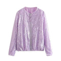 Damen Paillettenjacke mit durchgehendem Reißverschluss und elegantem Stehkragen R&B