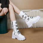 Damen High-Top Schnürstiefel mit verstellbaren Riemen und griffiger Sohle R&B