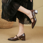Damen spitze Slingback-Pumps mit dekorativem Riemchen und komfortablem Blockabsatz