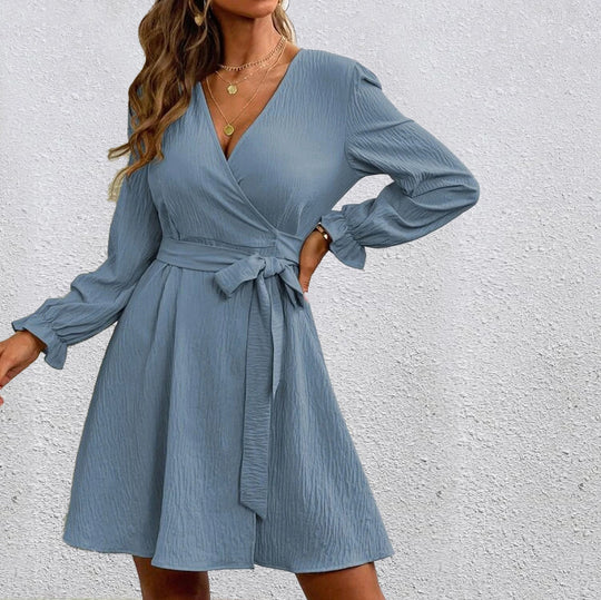Damen Wickelkleid mit voluminösen Ärmeln R&B