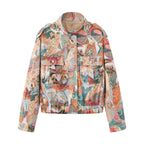 Damen Utility-Jacke mit buntem Tiermuster und praktischen Taschen R&B