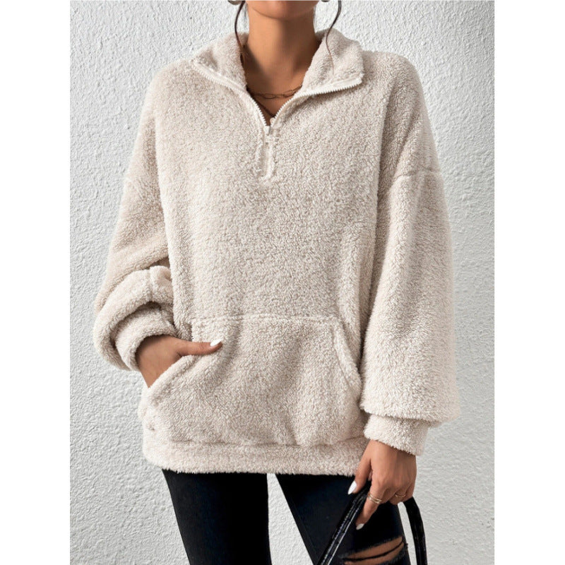 Damen Fleece-Pullover mit hohem Kragen R&B