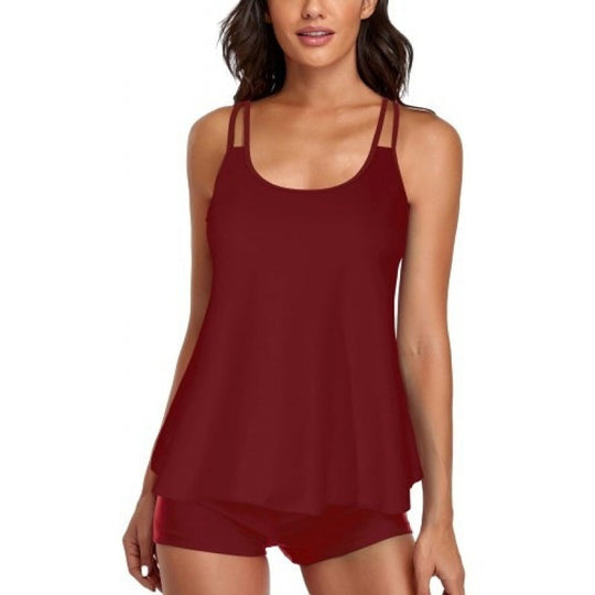 Damen Sportliches Tankini-Set mit bequemem Shorts und verstellbaren Trägern R&B