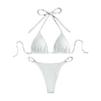 Damen Triangel-Bikini mit verstellbaren Bändern und rippierter Textur R&B