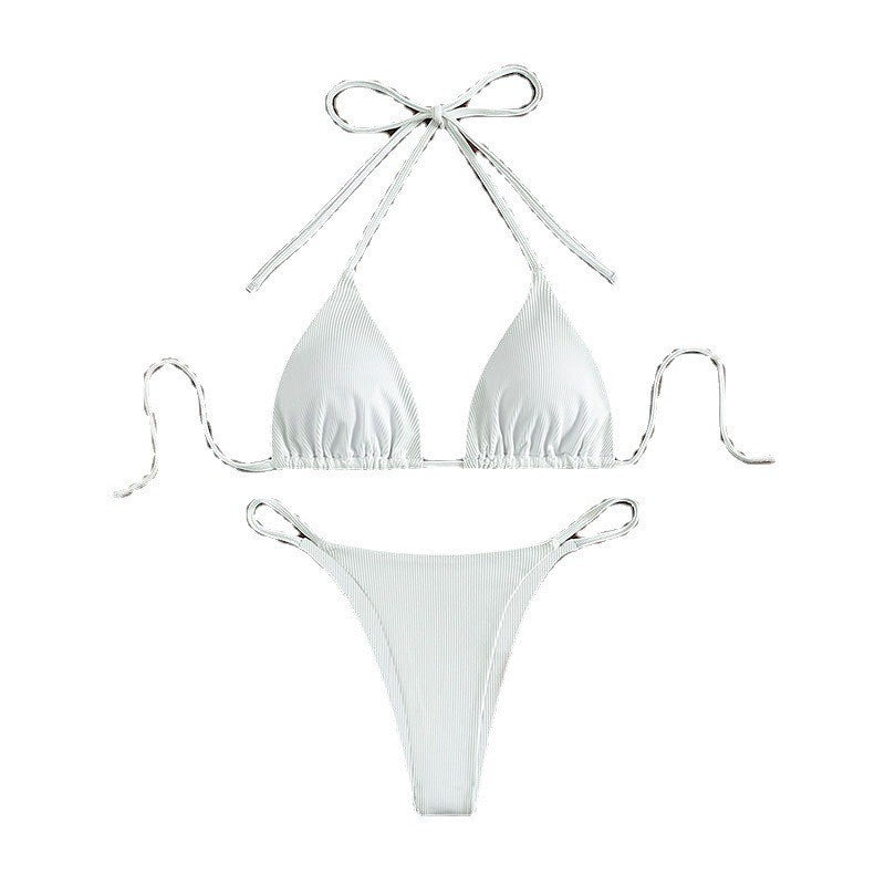 Damen Triangel-Bikini mit verstellbaren Bändern und rippierter Textur R&B