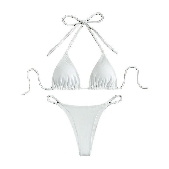 Damen Triangel-Bikini mit verstellbaren Bändern und rippierter Textur R&B