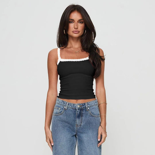 Damen Top mit Spitzenakzenten R&B