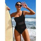 Damen Einseitiger Badeanzug mit modischem Cut-Out und transparenten Einsätzen R&B