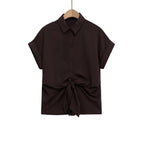 Damen Kurzarmbluse mit Knotendetail und elegantem Schnitt R&B
