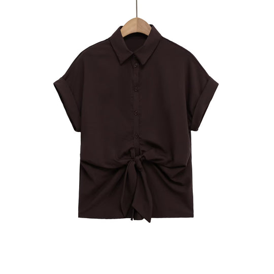 Damen Kurzarmbluse mit Knotendetail und elegantem Schnitt R&B