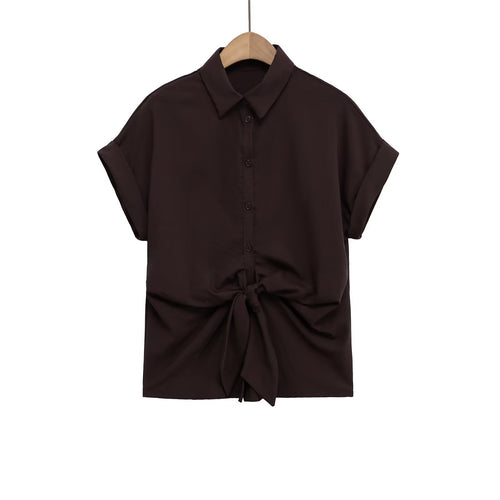 Damen Kurzarmbluse mit Knotendetail und elegantem Schnitt R&B