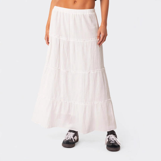 Damen luftiges Crop-Top mit bezauberndem Häkelmuster und schwingendem Saum R&B