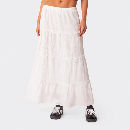 Damen luftiges Crop-Top mit bezauberndem Häkelmuster und schwingendem Saum R&B