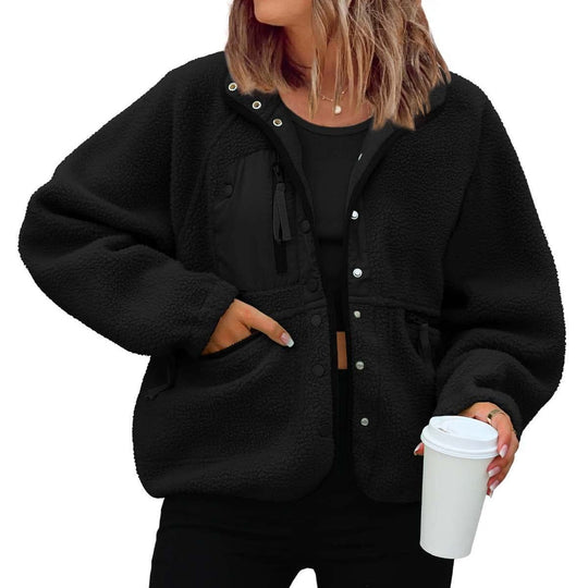 Damen kuschelige Fleecejacke mit praktischen Taschen R&B