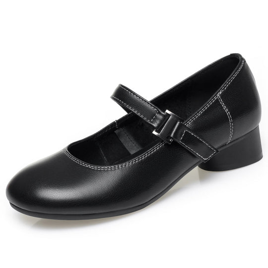 Damen Mary Jane Ballerinas mit verstellbarem Riemen und bequemem Blockabsatz R&B