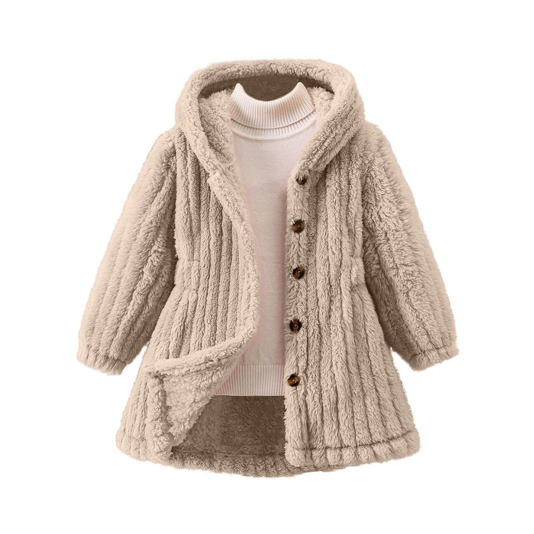 Damen Kuschelige Teddyjacke mit Kapuze und Knopfverschluss R&B