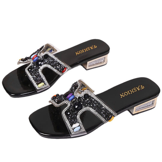 Damen Glamouröse Slipper mit funkelndem Dekor und bequemer Sohle R&B