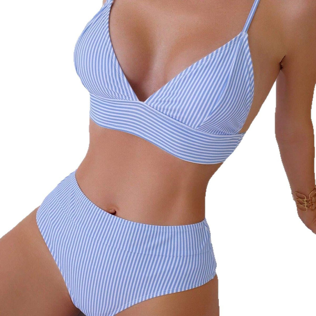 Damen Hochgeschnittener Streifen-Bikini R&B