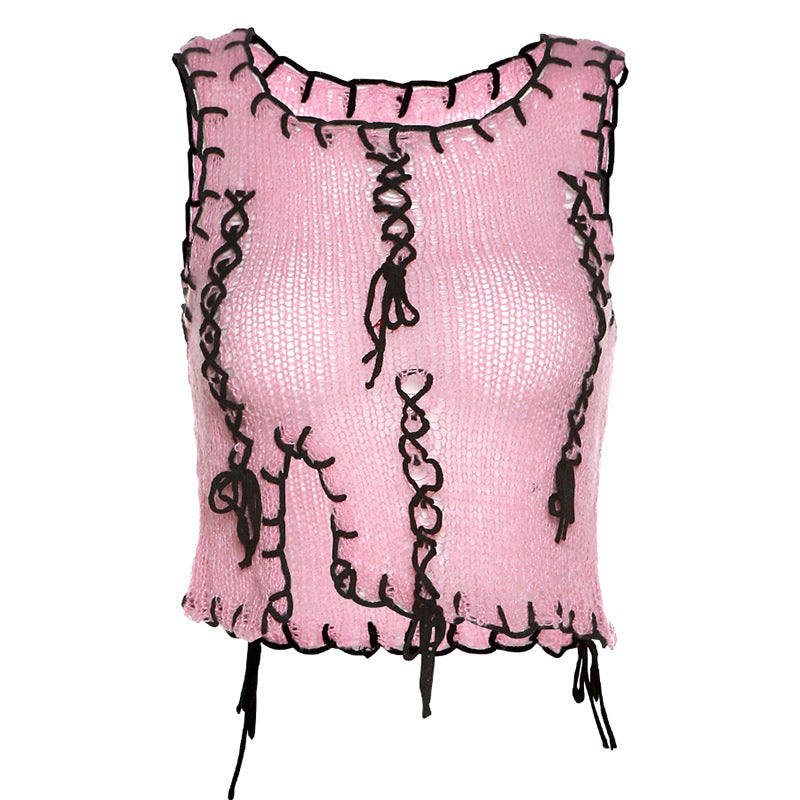 Damen luftiger Strickpulli mit dekorativen Nähten R&B