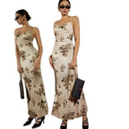 Damen Elegantes Maxikleid mit floralem Dekor und Raffungen R&B