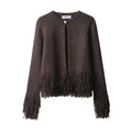 Damen Fransen Strickjacke mit exklusive Verarbeitung R&B