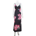 Damen Maxikleid mit floralem Seiden-Effekt und feinen Spaghettiträgern R&B
