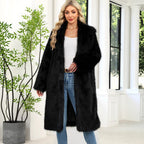 Damen Flauschiger Kunstpelzmantel mit elegantem Revers R&B