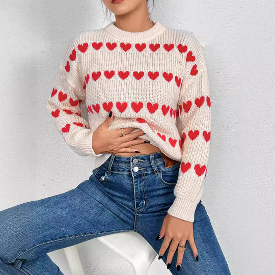 Damen Pullover mit Herzmotiv in lässiger Passform R&B