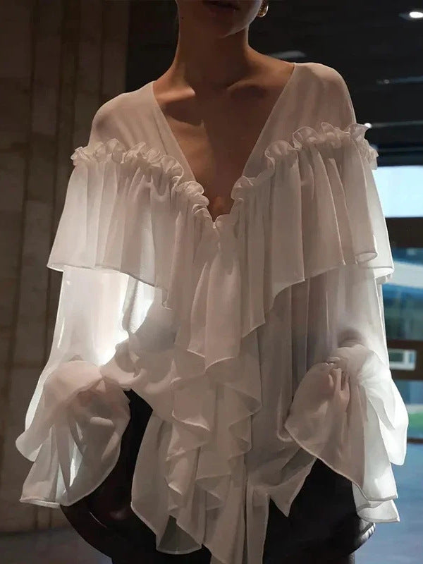 Damen Bluse mit Volants R&B