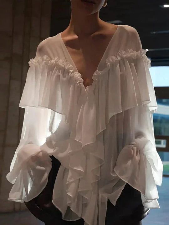 Damen Bluse mit Volants R&B