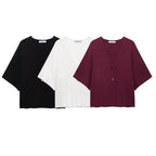 Damen weite Strickjacke mit eleganten Knopfdetails R&B