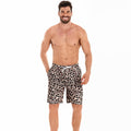 Herren Badeshorts im modernen Leopardenmuster mit verstellbarem Bund R&B