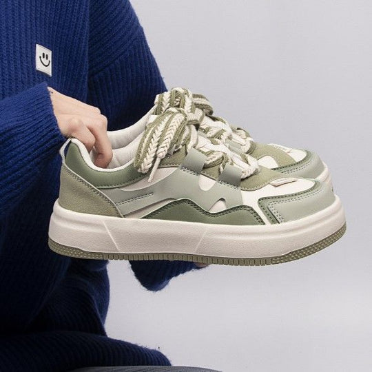 Damen modische Sneaker mit dicker Sohle und dekorativen Schnüren R&B