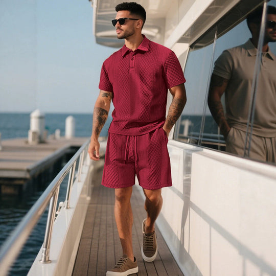 Herren nan strukturierte Lounge-Shorts mit Elastikbund Tunnelzug und seitlichen Eingrifftaschen R&B