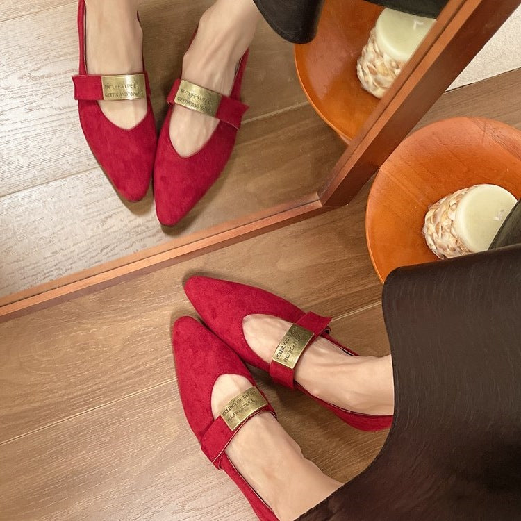 Damen elegante Ballerinas mit glitzerdem Riemchen R&B