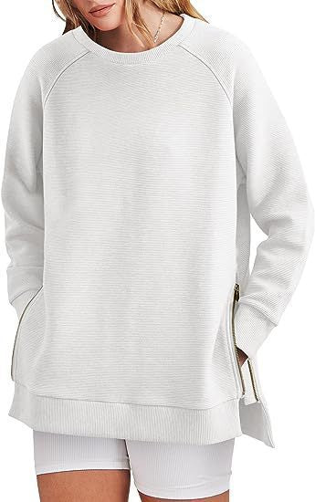 Damen lässiger Sweatshirt mit Seitentaschen und Reißverschluss R&B